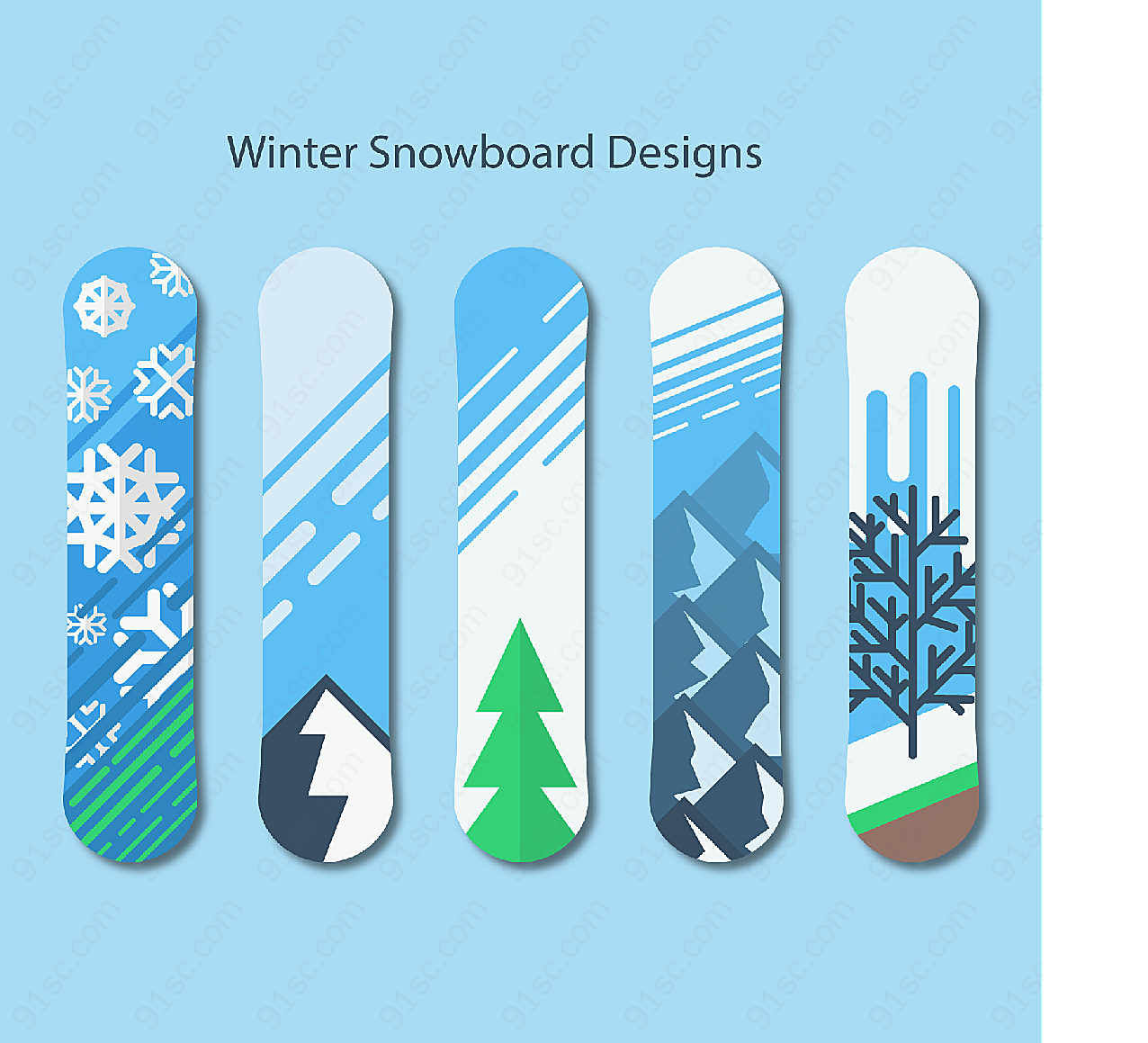 冬季图案单板滑雪板矢量体育运动