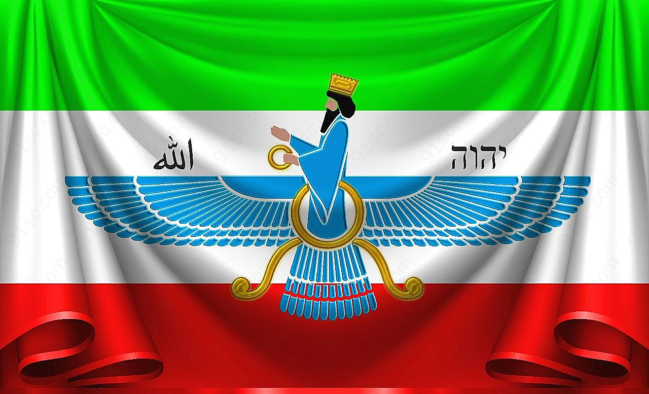 方形伊朗国旗图片高清摄影