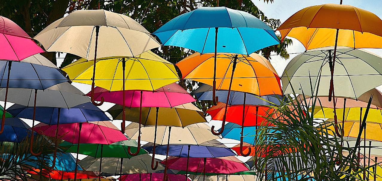 彩色雨伞天幕装饰图片生活用品