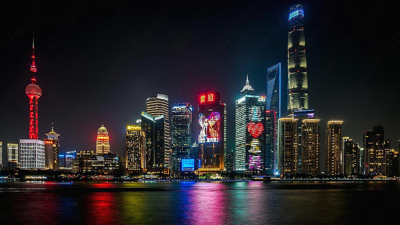 上海外滩建筑夜景图片摄影空间