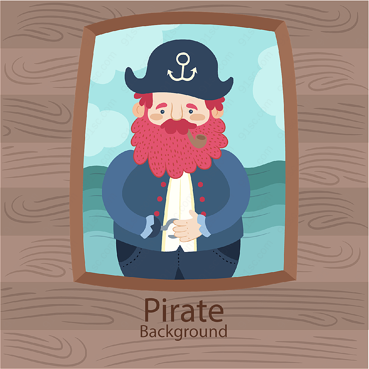 卡通海盗船船长矢量职业人物