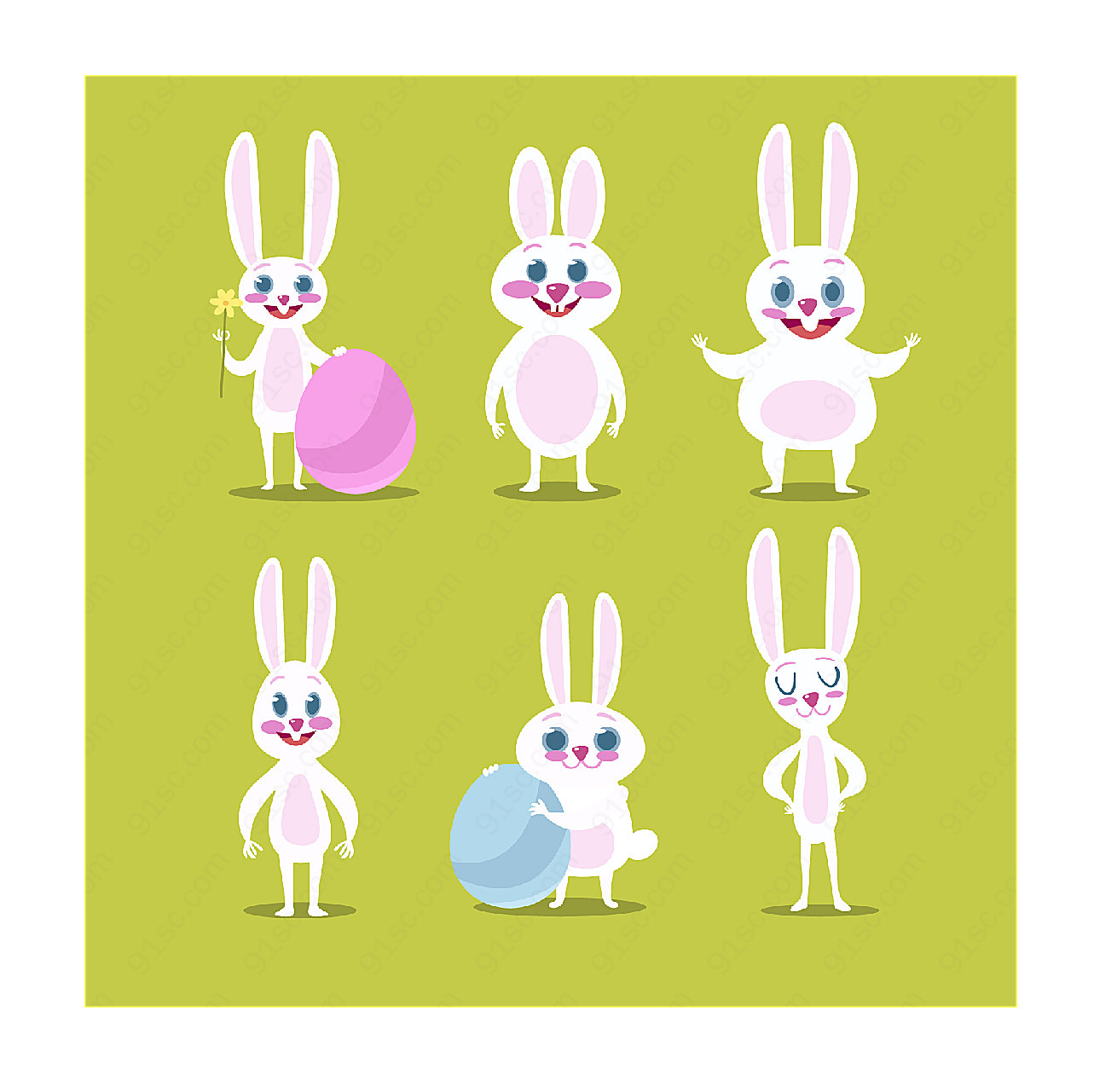 复活节兔子矢量卡通动物