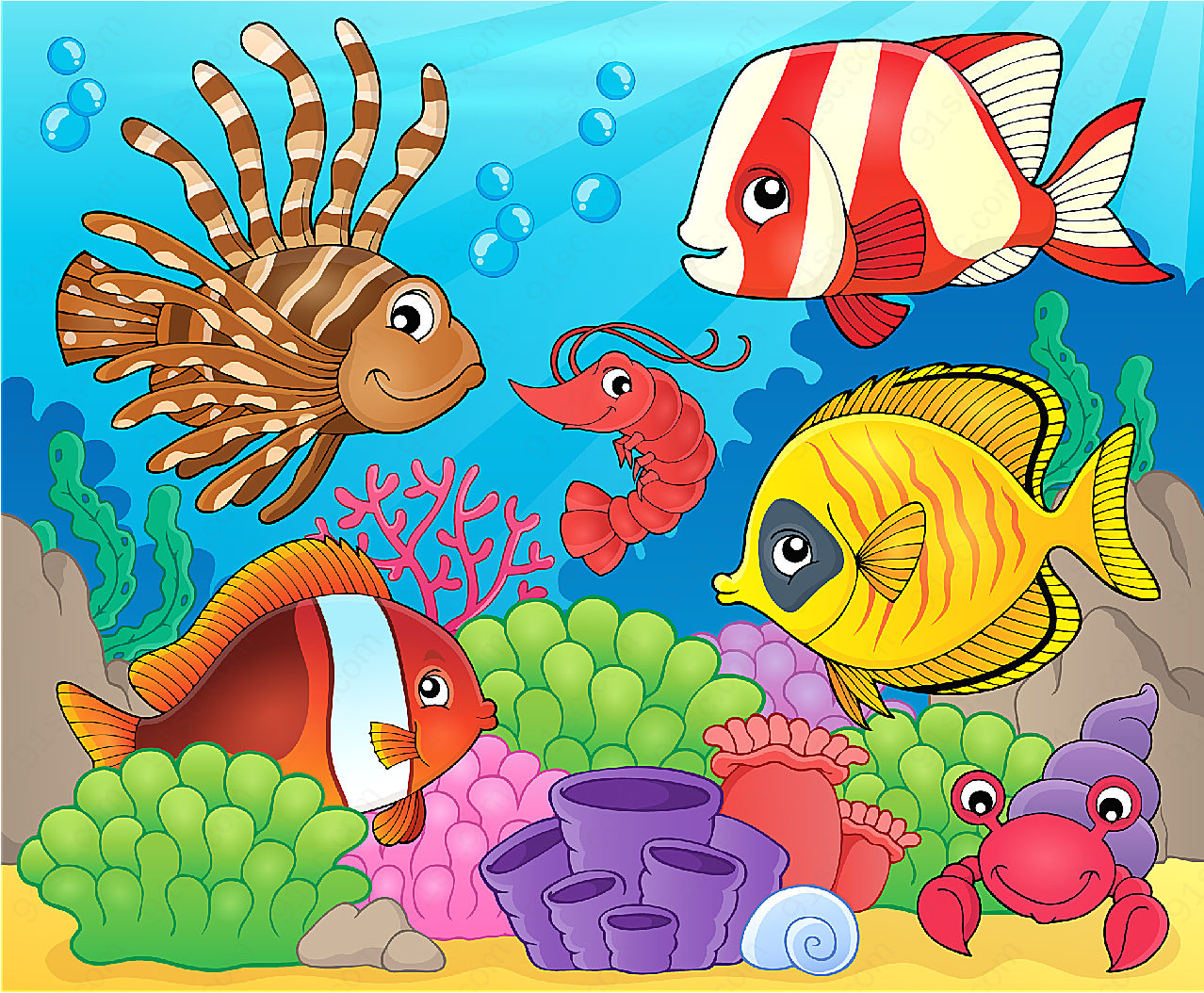 卡通海底世界矢量卡通动物
