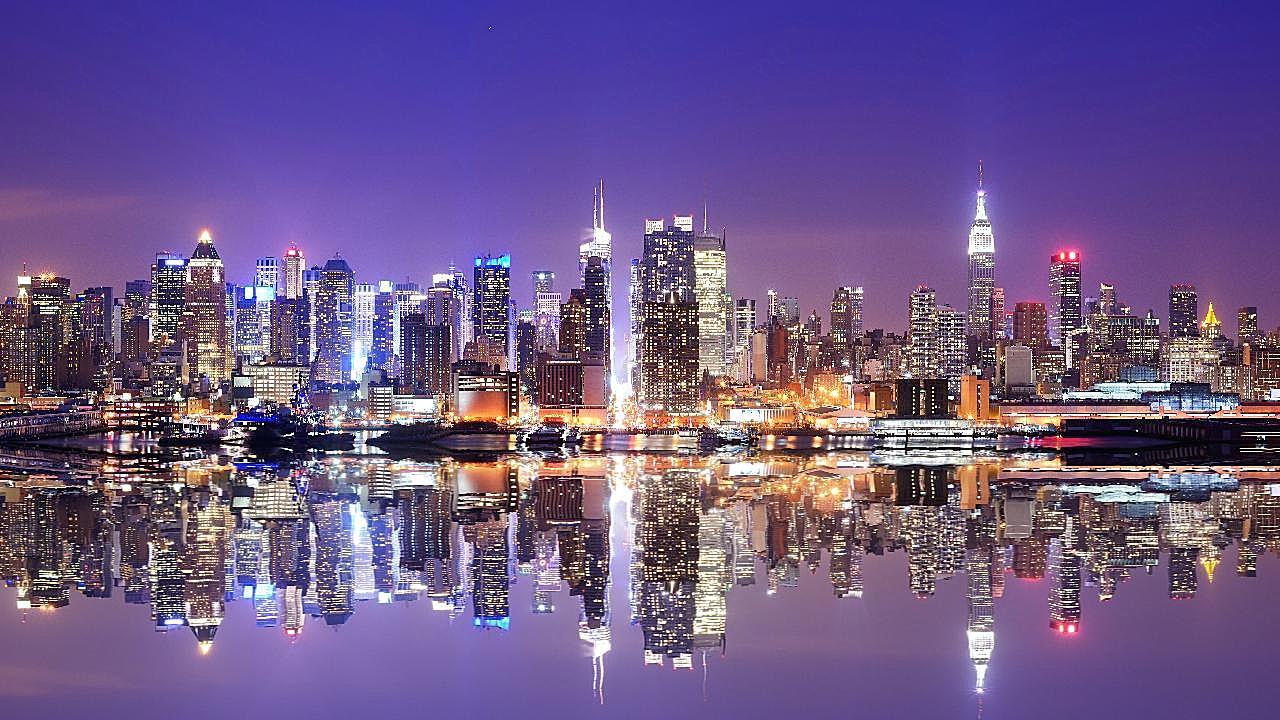 曼哈顿城市夜景图片城市景观