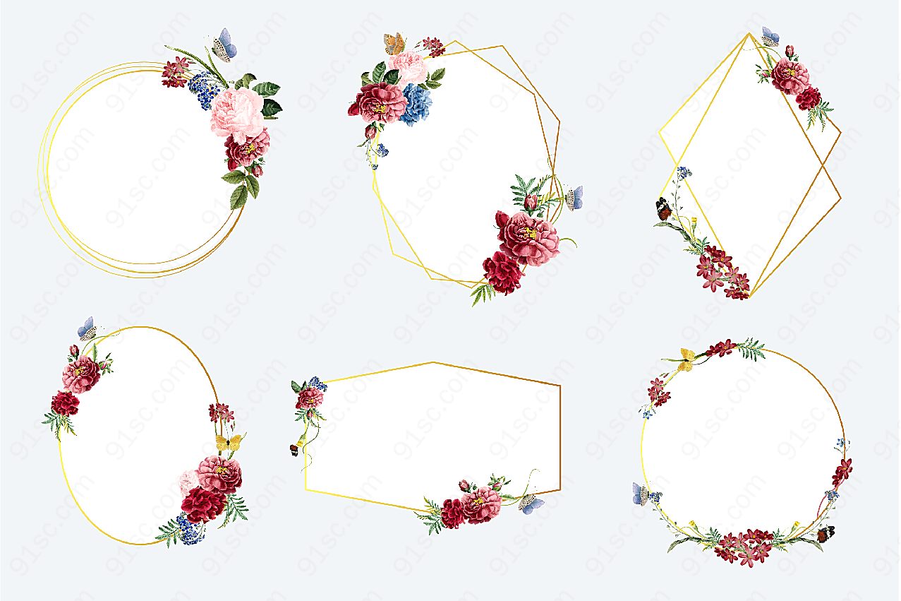 水彩花卉装饰边框矢量素材矢量边框