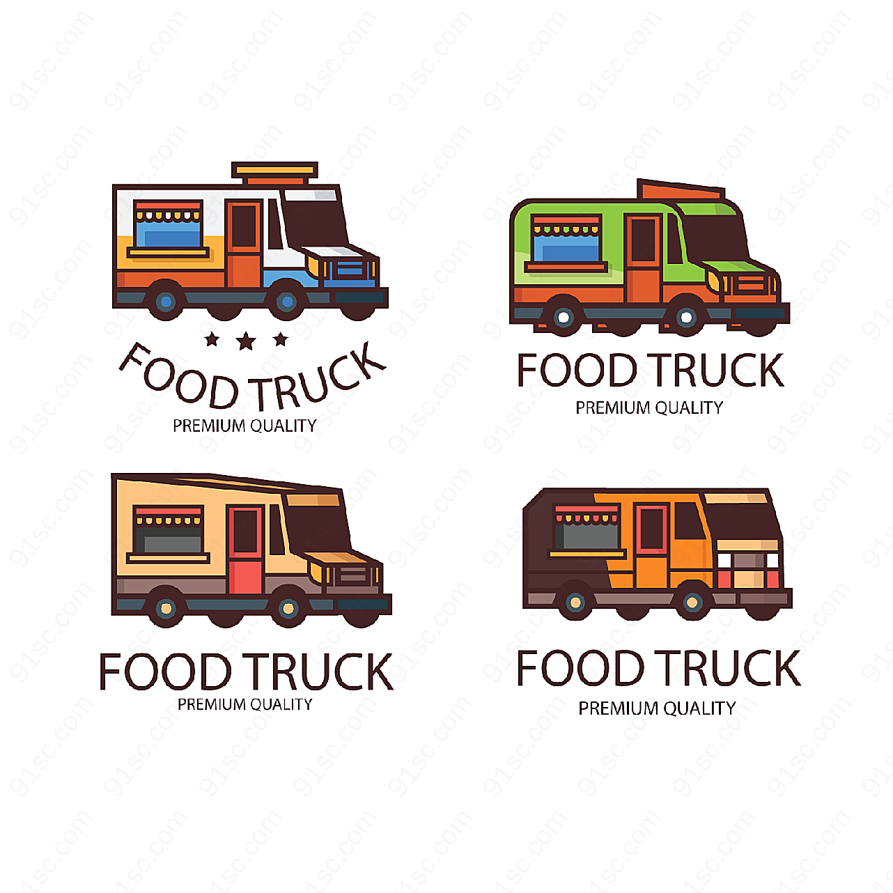 彩色快餐车标志矢量logo图形