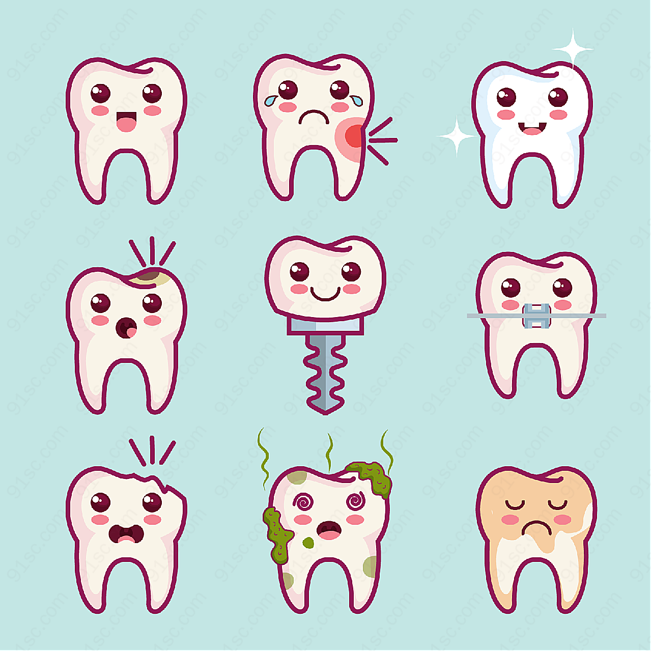 卡通牙齿设计矢量卡通其它