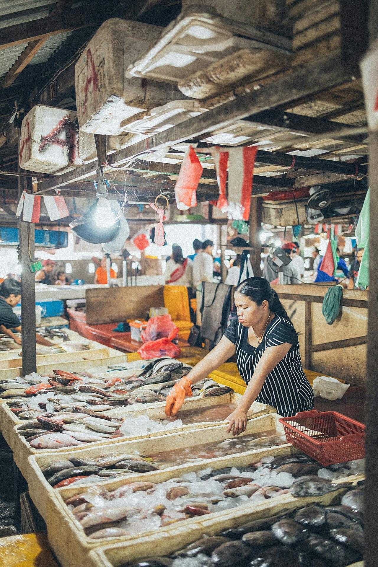 菜市场卖摊图片鱼