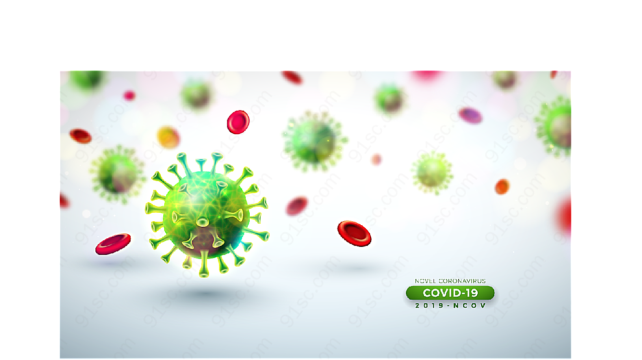 新冠病毒细胞图案矢量医疗