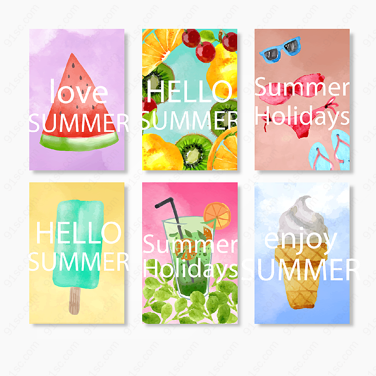 夏季食物卡片矢量名片卡片