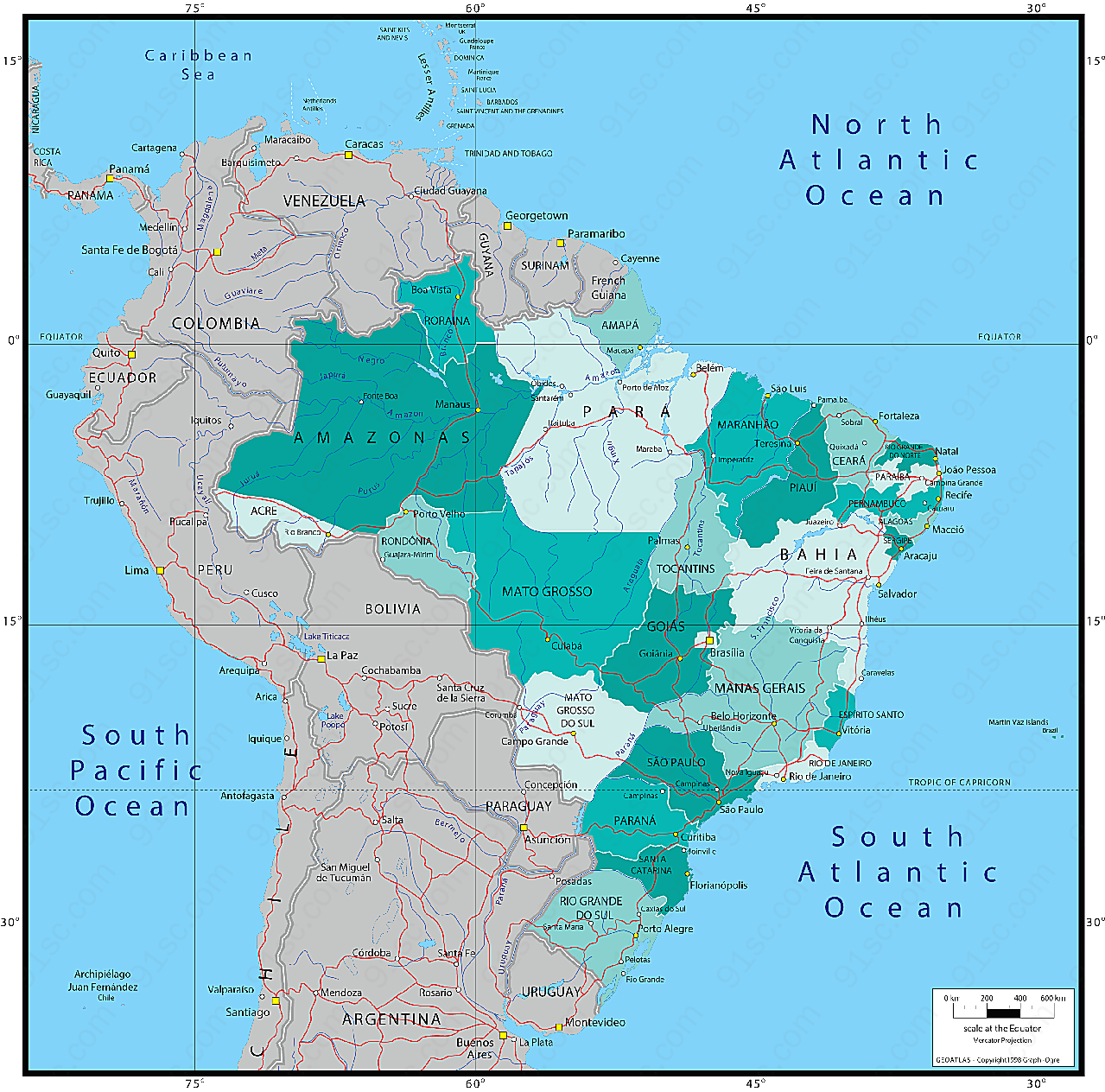 矢量巴西地图矢量地图