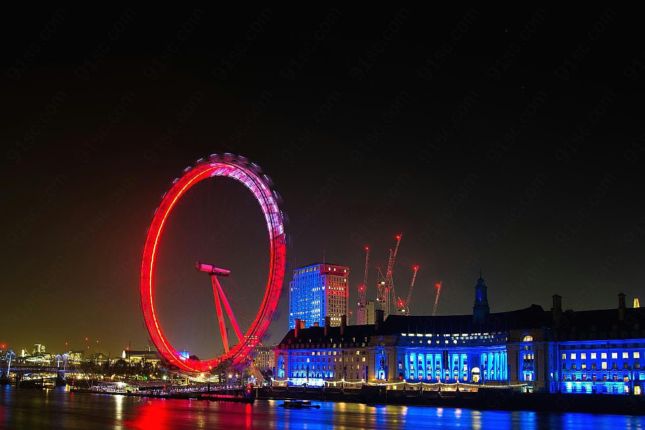 伦敦眼夜景图片建筑空间