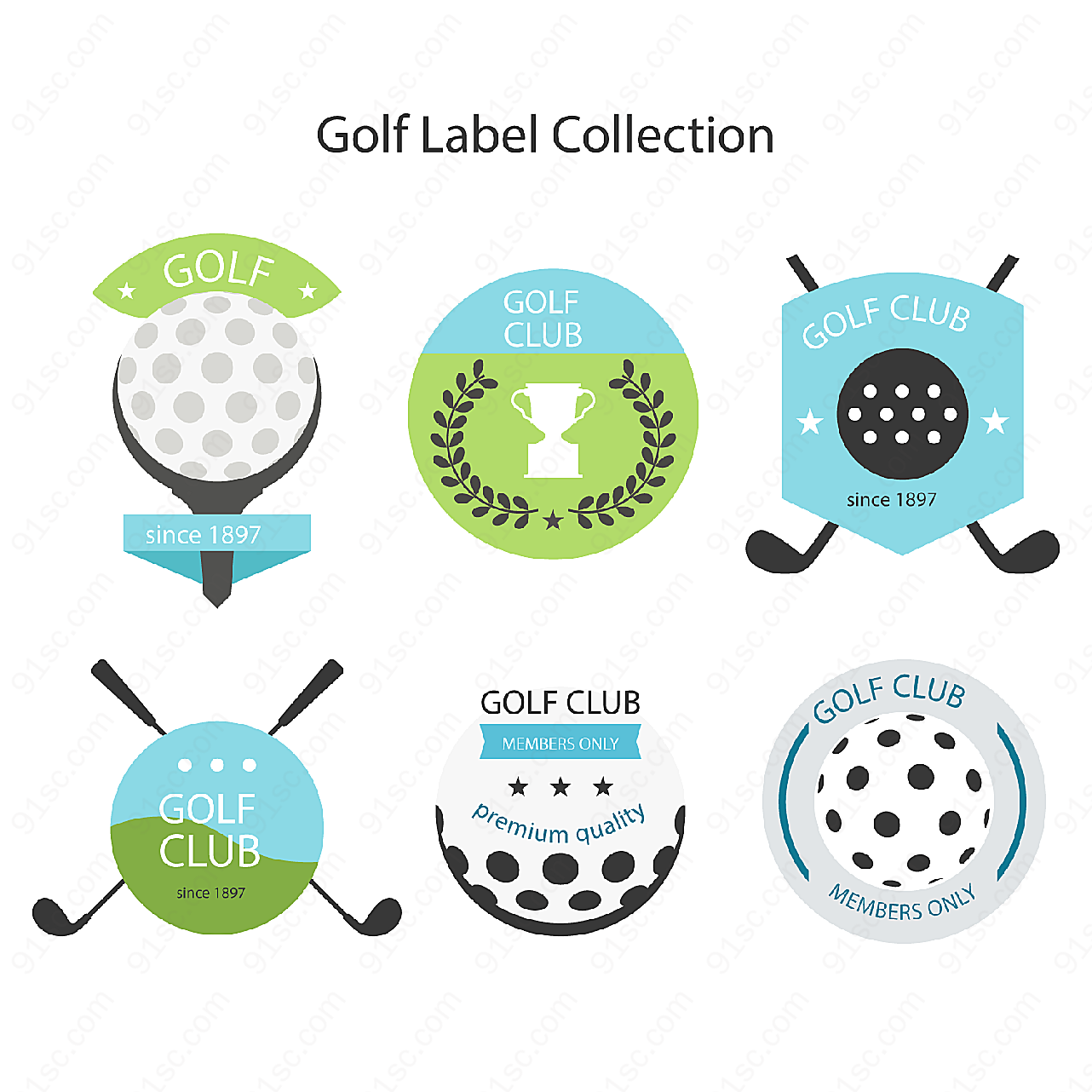 高尔夫标签设计label矢量