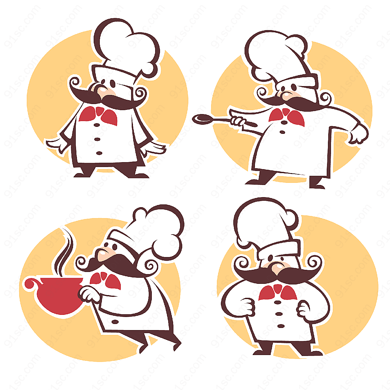 卡通厨师人物标志矢量logo图形