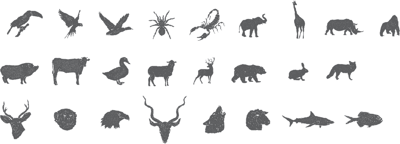 手绘抽象动物图像矢量野生动物
