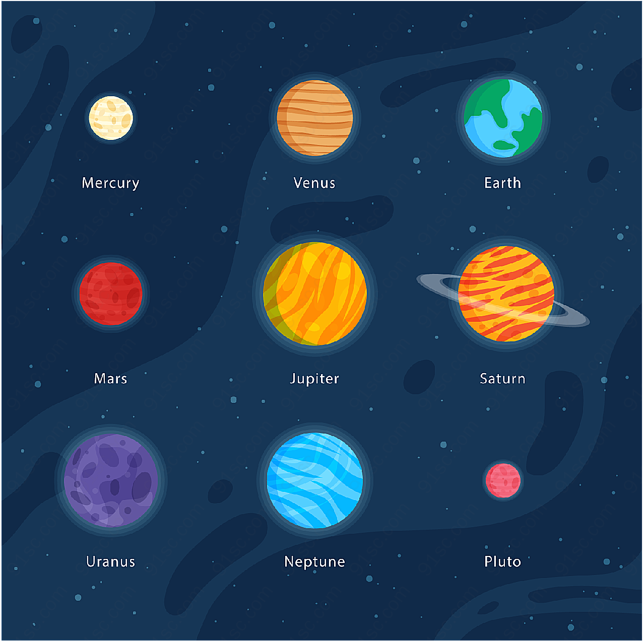 太阳系八大行星矢量科技