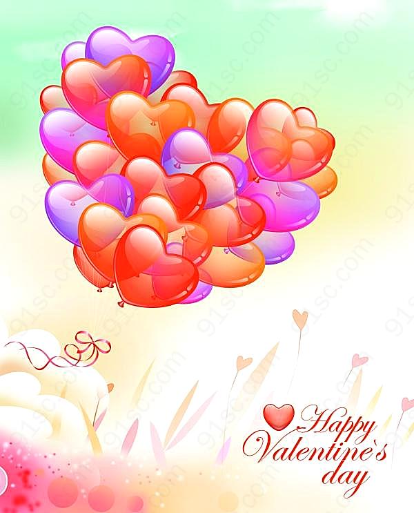 浪漫气球主题情人节psd节日庆典