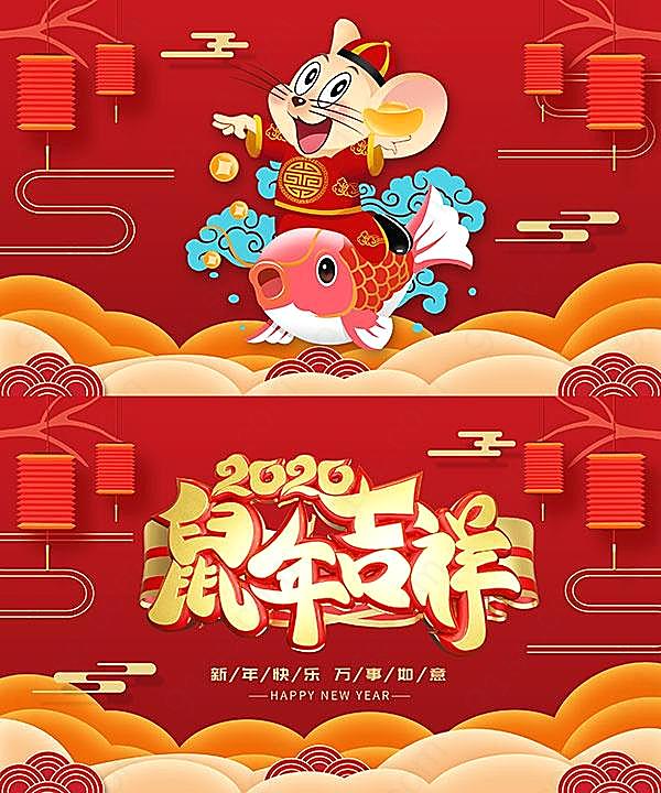 2020年鼠年贺卡设计ps素材节日庆典