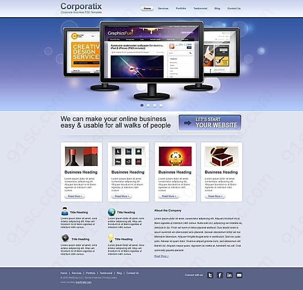 商务网站页面设计模板psd网页元素