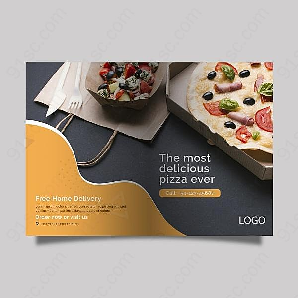 披萨店宣传单彩页设计创意概念