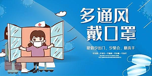 多通风戴口罩宣传海报模板广告海报