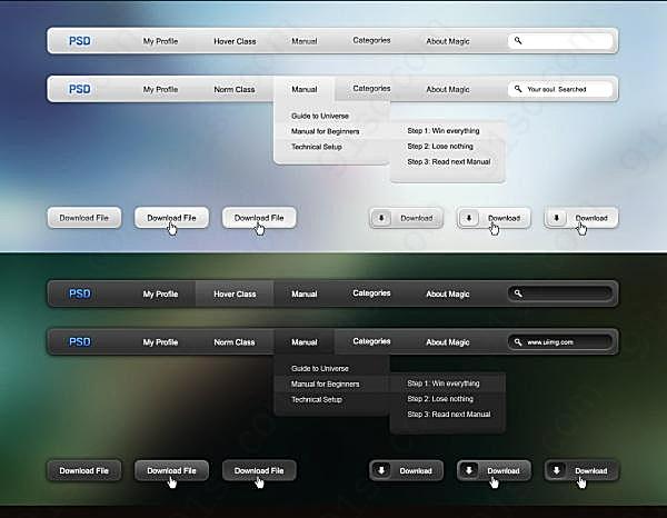 网页导航条psd素材下载网页元素