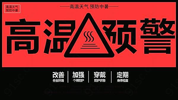 高温预警psd警示标语广告海报