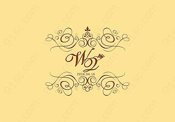 米背景婚礼logo创意概念