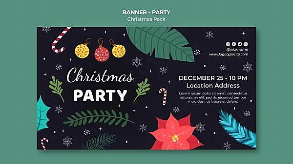 圣诞派对banner设计ps素材节日庆典
