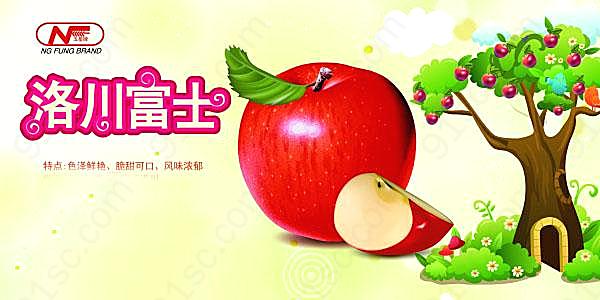 洛川富士psd苹果宣传海报广告海报