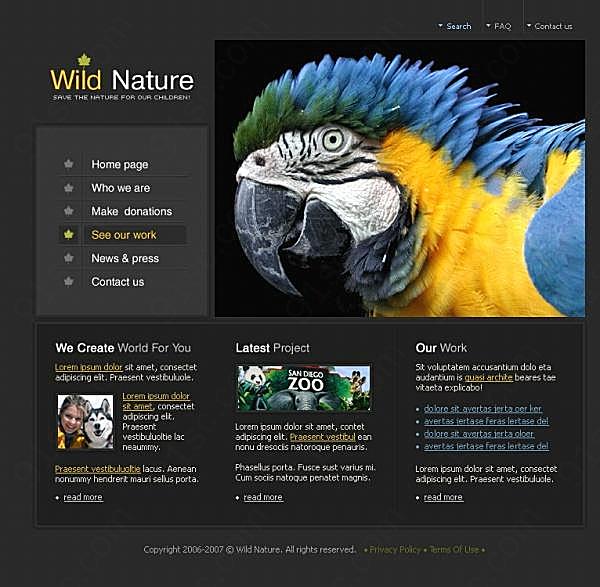 野生自然网站psd网站素材网页元素