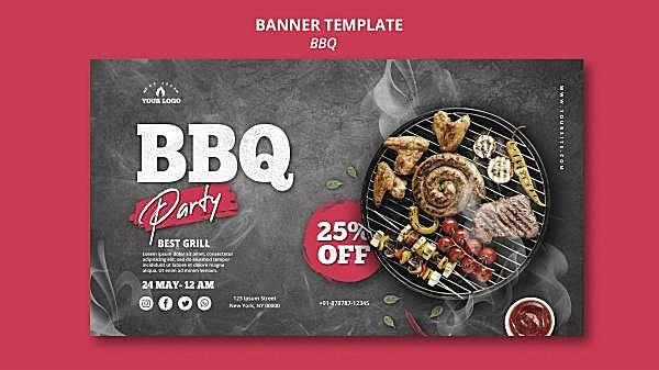 bbq烧烤横幅模板源文件广告海报