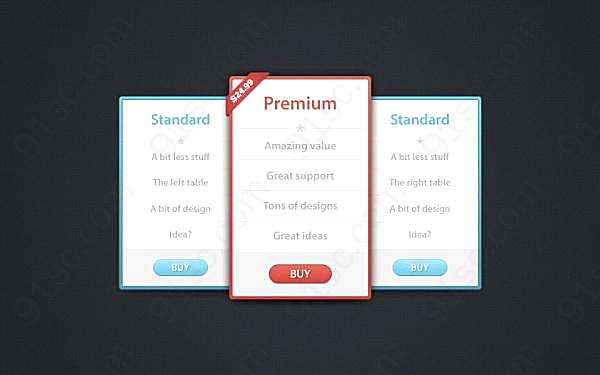 定价表psd下载素材网页元素