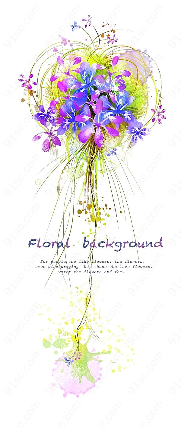幻彩花卉背景图设计psd花纹边框