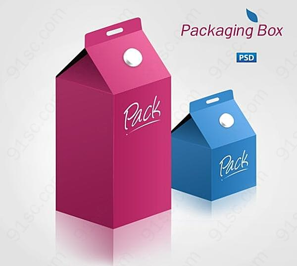 彩色包装盒子psd素材创意概念