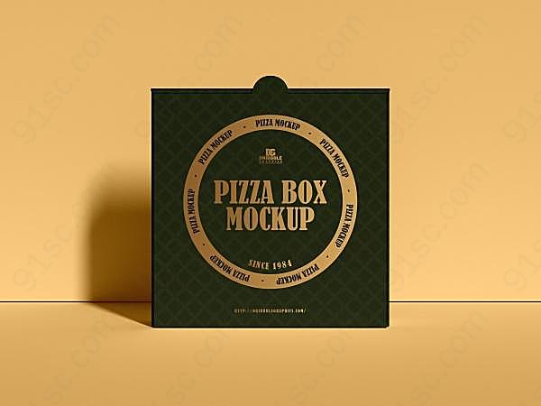 披萨盒包装样机创意概念