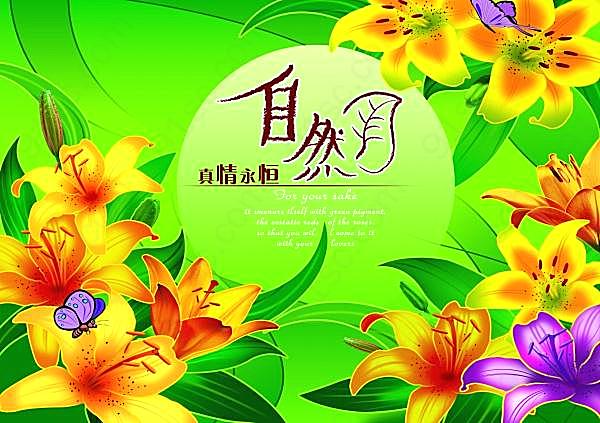 梦幻自然百合花psd素材创意概念