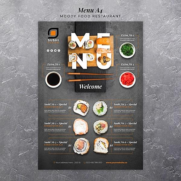 寿司店菜单模板设计创意概念