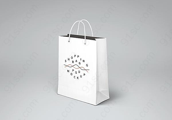 手提购物袋psd模板设计创意概念