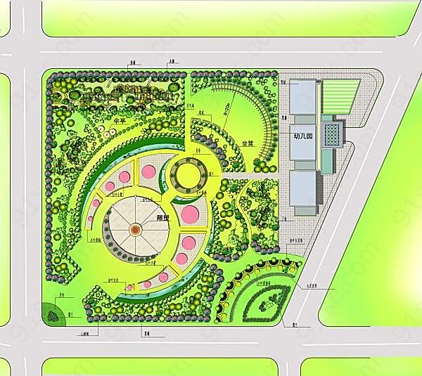 小区园林设计psd素材创意概念