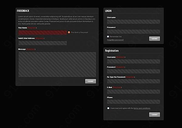 网页注册登录框psd素材网页元素