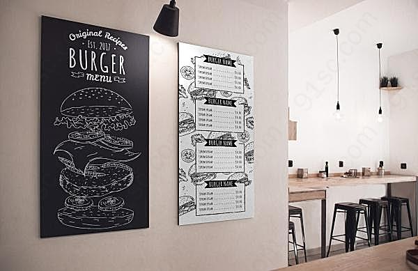 墙贴菜单样机设计创意概念