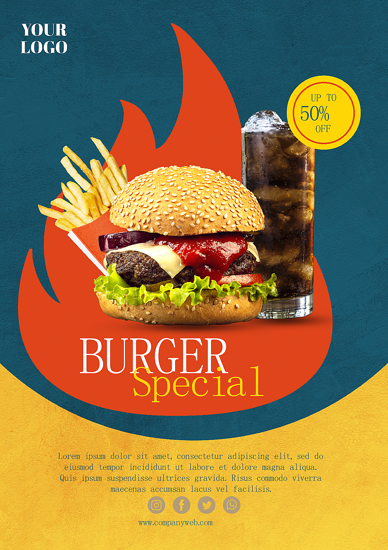 超级汉堡美食宣传活动海报广告海报