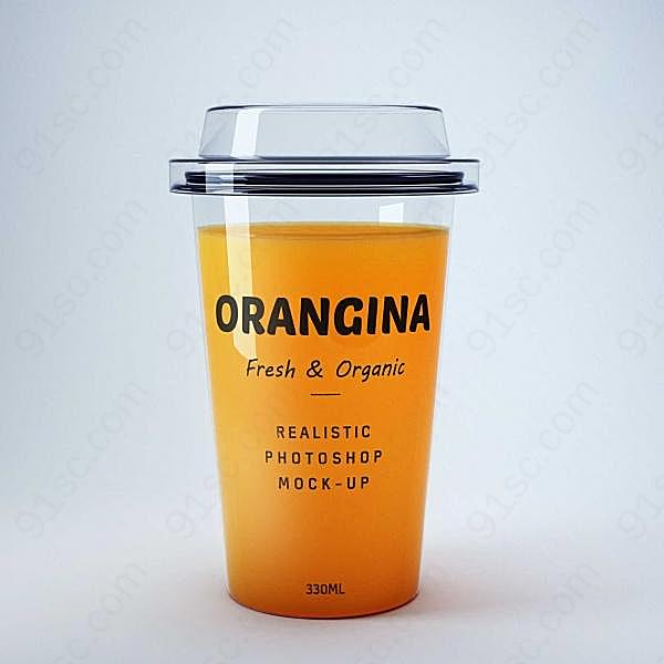 橙汁饮料杯样机创意概念