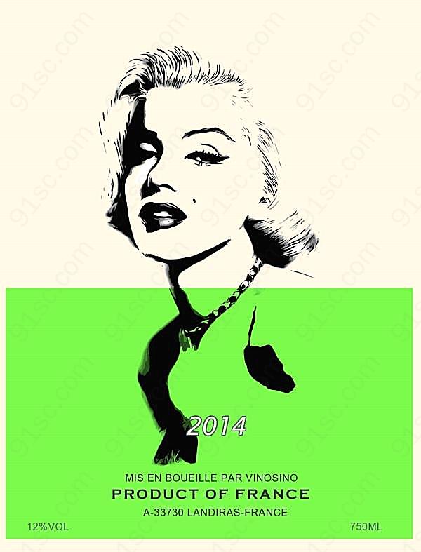 玛丽莲梦露psd插画设计广告海报