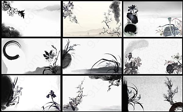 中国古典水墨psd背景素材创意概念