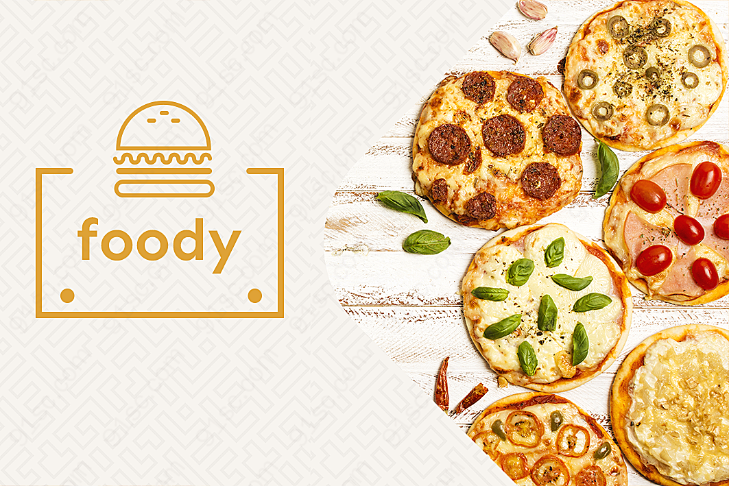 美味披萨食物卡片psd广告海报