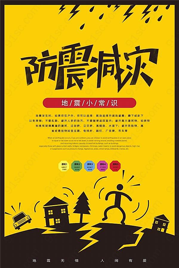 防震减灾宣传海报设计广告海报