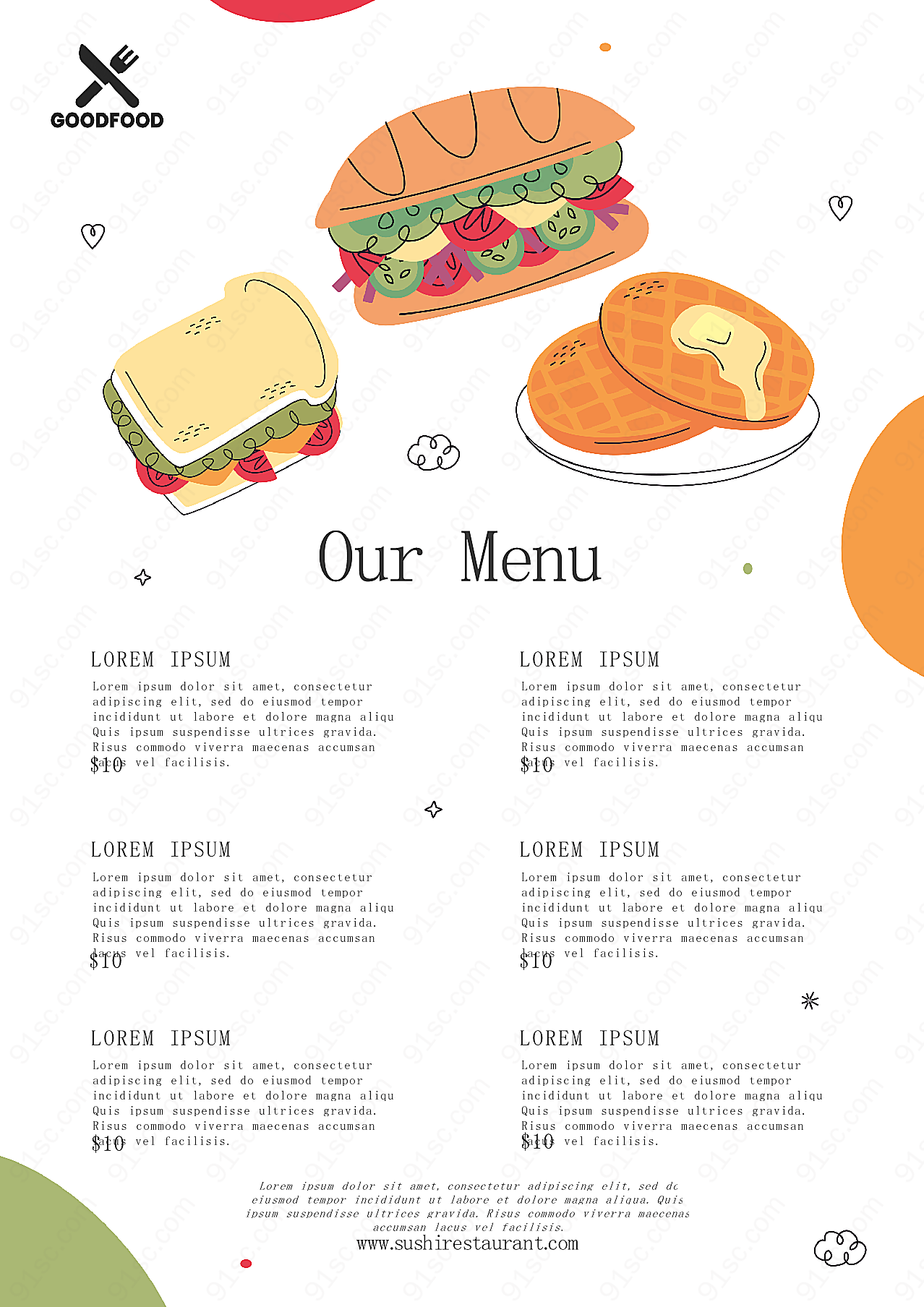 食品菜单传单模板广告海报