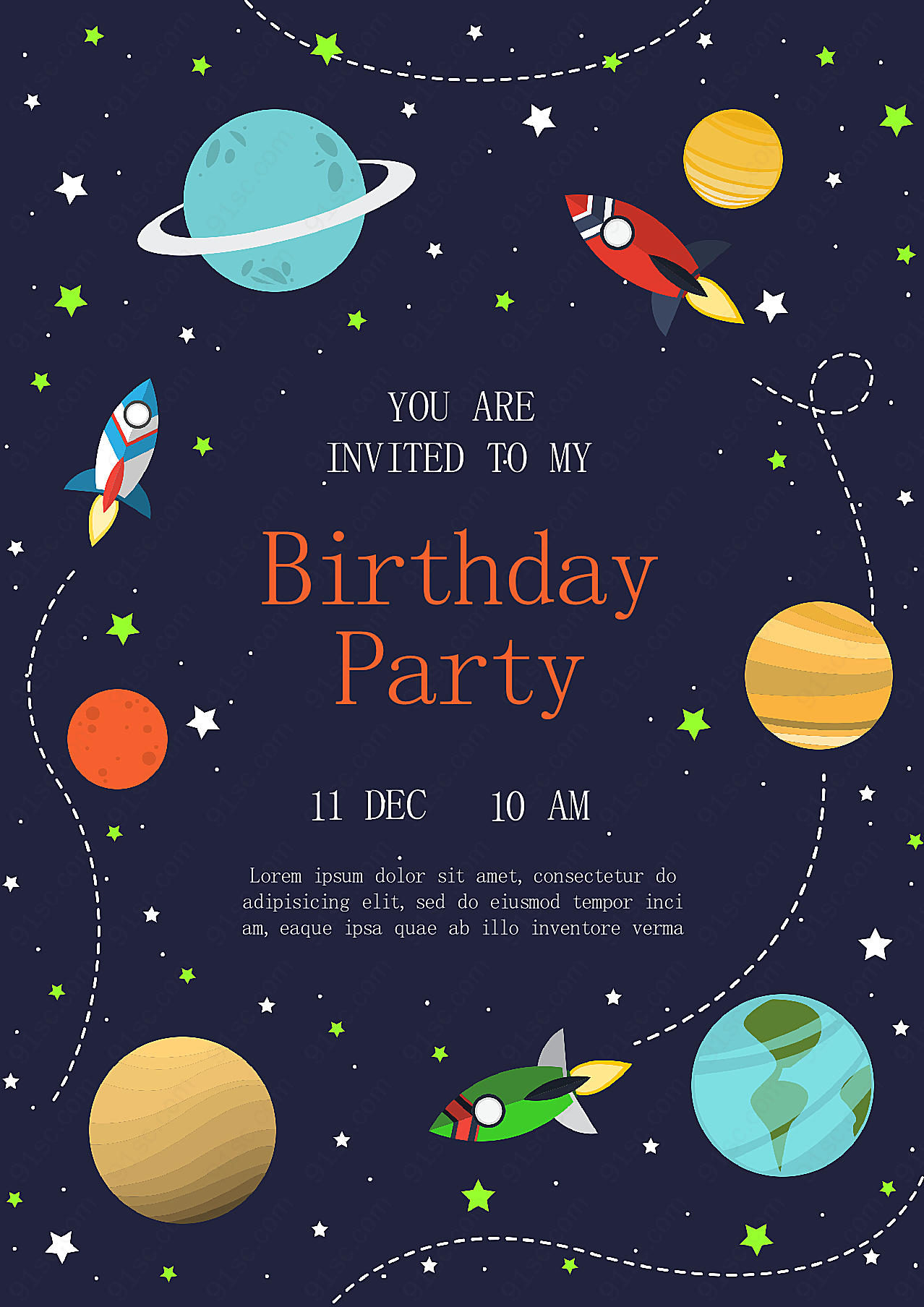生日派对英文邀请卡设计创意概念